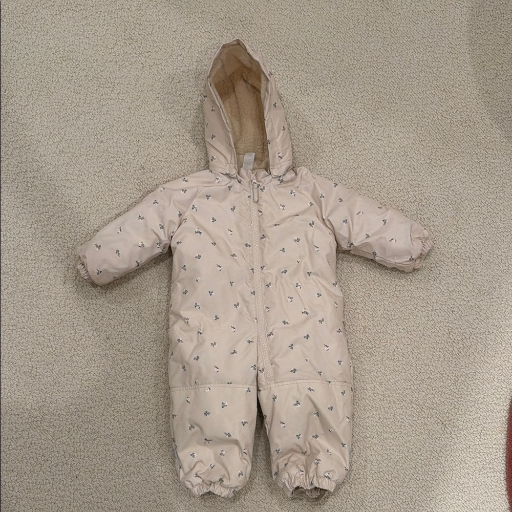 Cozy Cream Floral Kids One Piece Snowsuit H&M 18 months